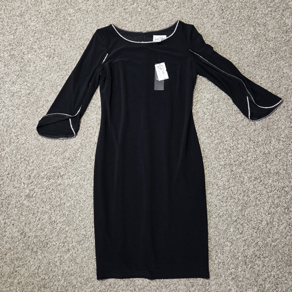 JOSEPH RIBKOFF BLACK RHINESTONE TRIM 'SKYE ON THE TOWN'‎ DRESS US 8 * READ